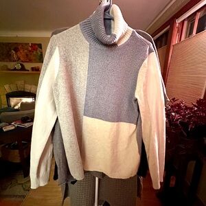 Sundance Gray, Blue and Cream Super Soft Turtleneck Sweater